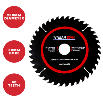 Titman Edge TCT Medium Finish Saw Blade 230mm x 30mm x 40 Tooth - TB2304030