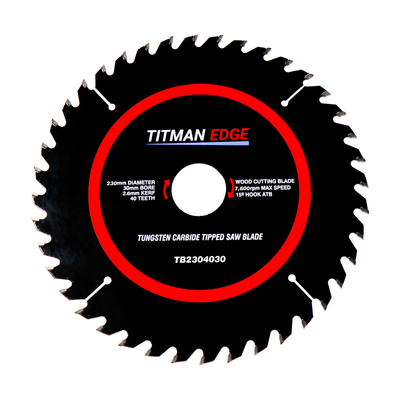 Titman Edge TCT Medium Finish Saw Blade 230mm x 30mm x 40 Tooth - TB2304030