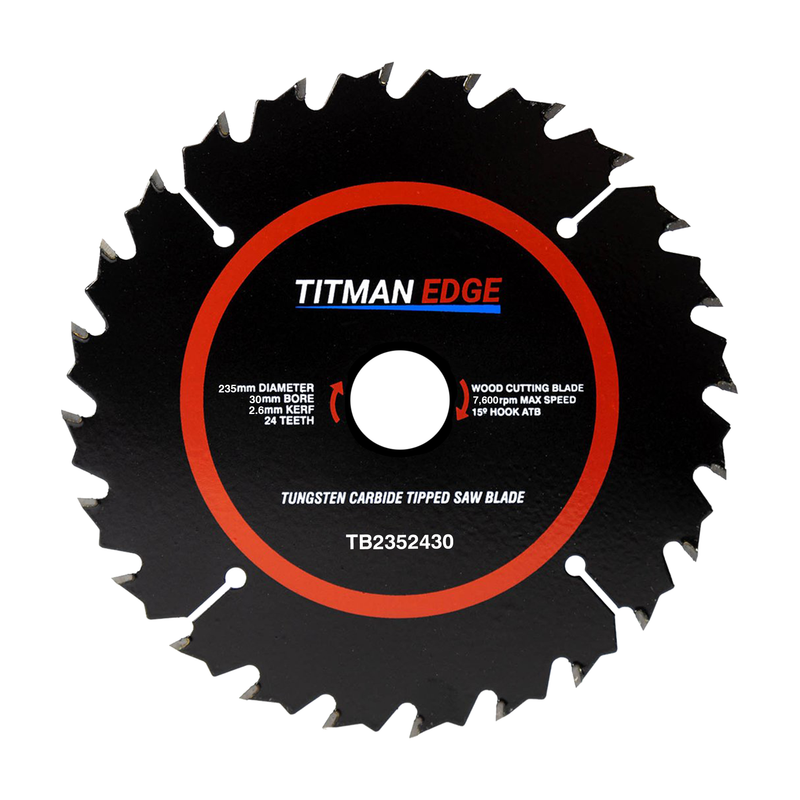 Titman Edge TCT Medium Finish Saw Blade 235mm x 30mm x 24 Tooth - TB2352430