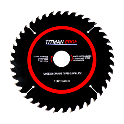 Titman Edge Tools TCT Medium Finish Crosscutting Saw Blade  235mm x 30mm x 40 Tooth bore TCT - TB2354030