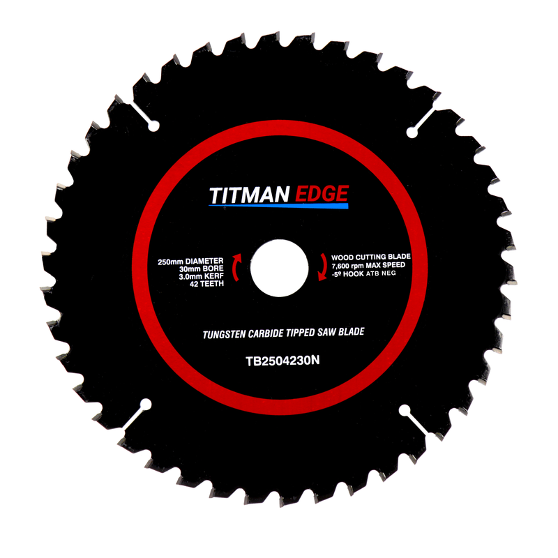 Titman Edge Tools TCT Medium Finish Mitre Saw Crosscutting Saw Blade 250mm x 30mm x 42 - TB2504230N