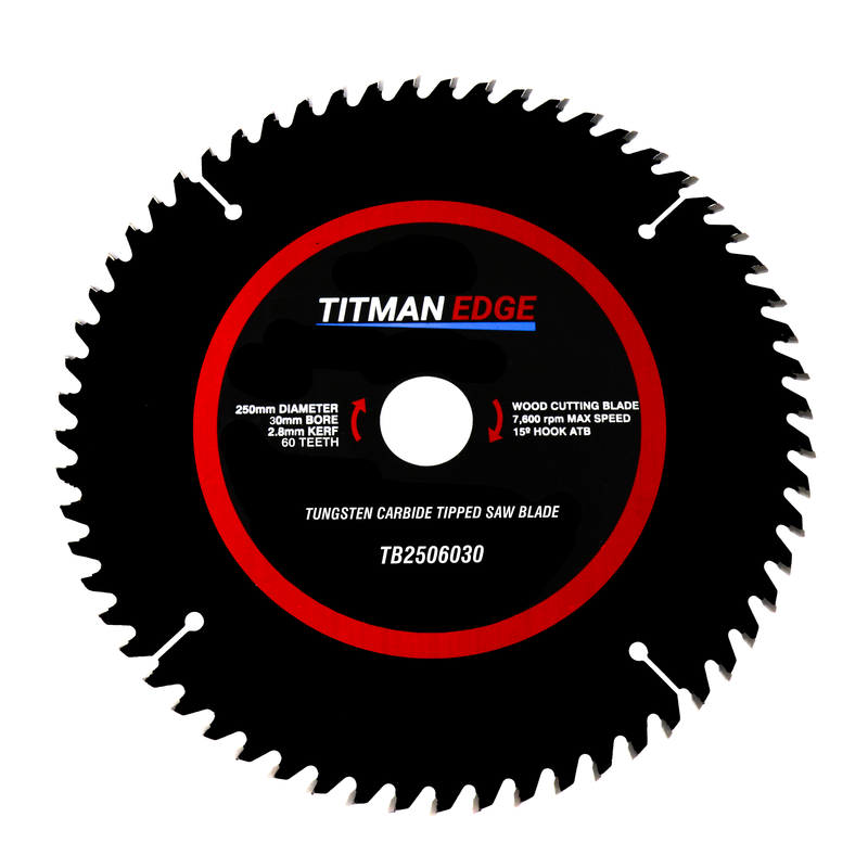 Titman Edge Tools Fine Finish Crosscutting Saw Blade TCT 250mm x 30mm 60 Tooth - TB2506030