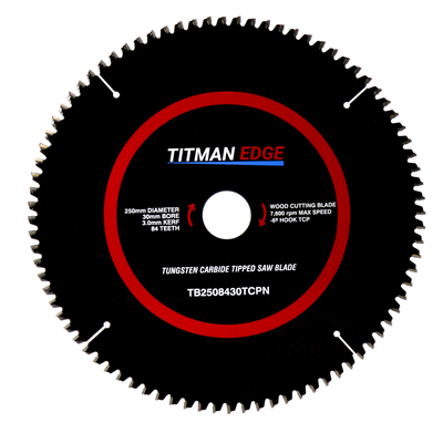 Titman Edge Tools TCT Saw Blade for Aluminium & Plastic 250mm x 30mm x 88 Tooth - TB2508430TCPN