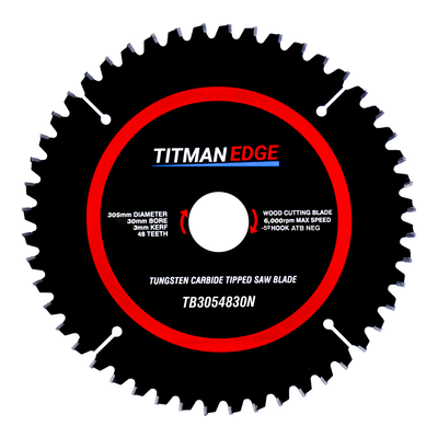 Titman Edge Tools Medium Finish Mitre Saw Crosscutting Saw Blade 305mm, 30mm, 48 Tooth - TB3054830N
