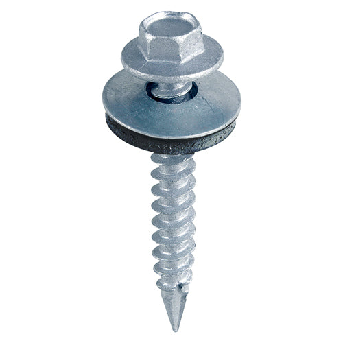Vis à tôle à pointe plate TIMco argentées avec rondelle EPDM - 6,3 x 80 - 100 pièces