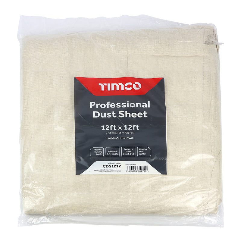 TIMCO Cotton Twill Dust Sheet - 12ft x 12ft