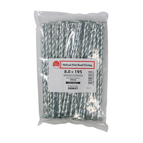 TIMCO Helical Flat Roof Fixing Silver - 8.0 x 195