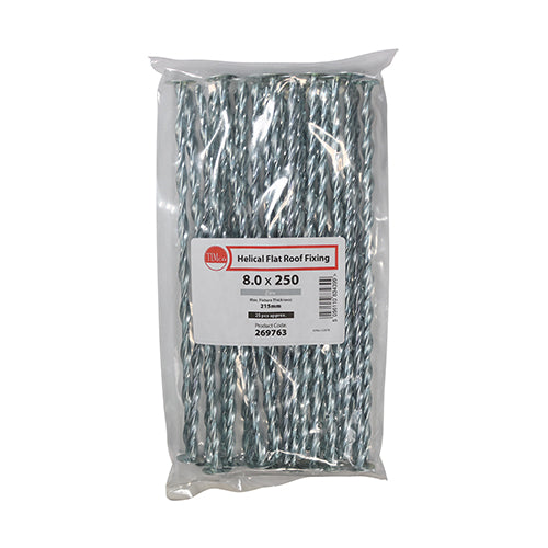 TIMCO Helical Flat Roof Fixing Silver - 8.0 x 250
