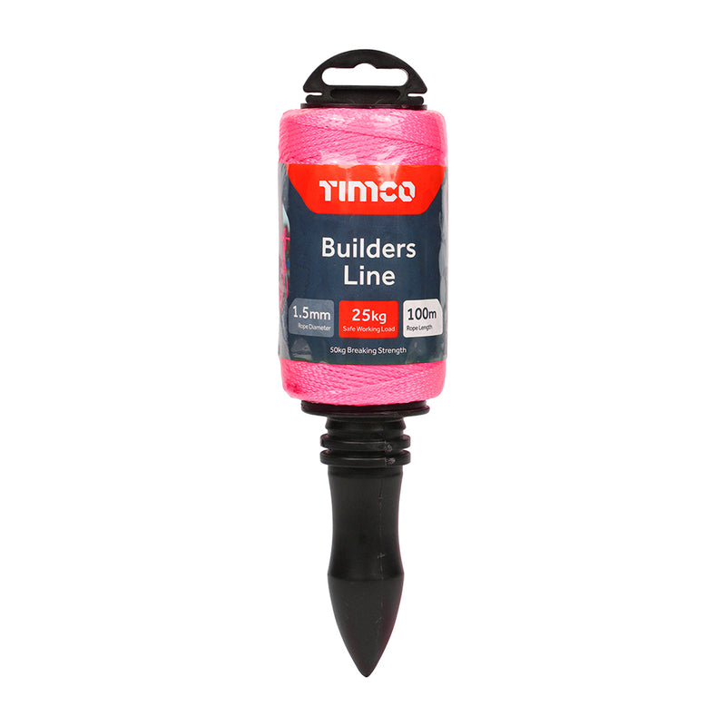 TIMco Nylon Builders Line on Winder Pink - 1.5mm x 100m - 1 Piece