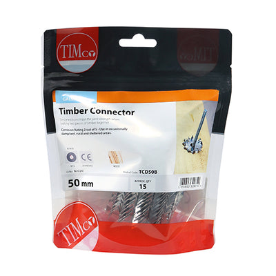 TIMCO Double Sided Timber Connectors Galvanised - 50mm / M12 - 100 pieces