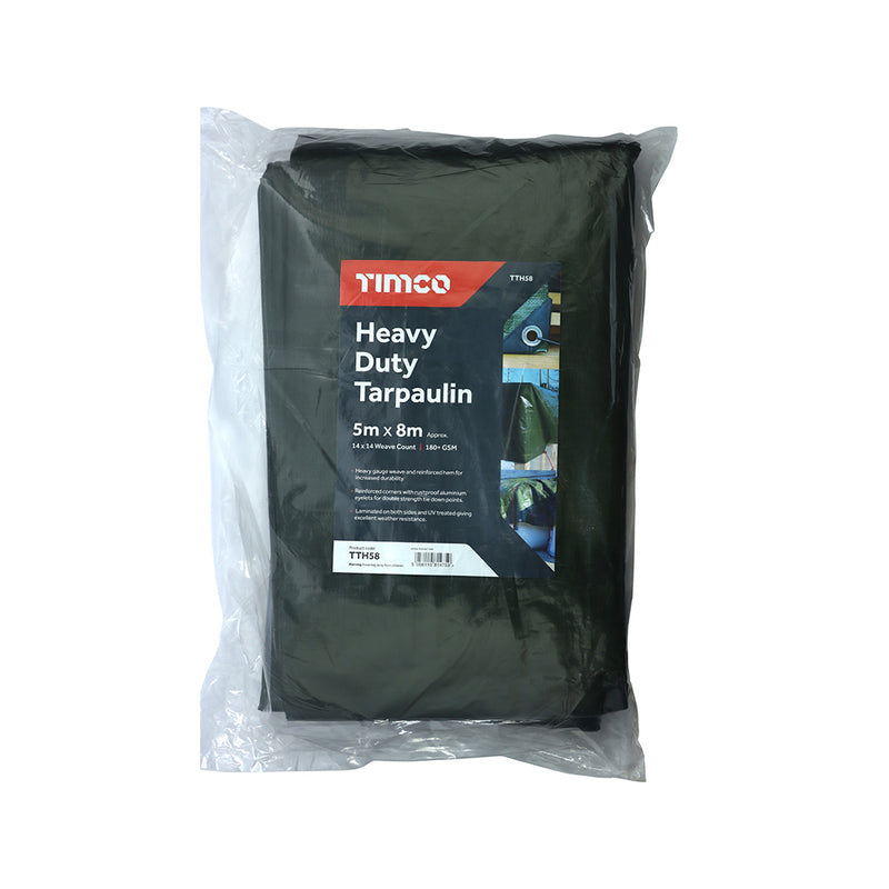 TIMCO Heavy Duty Tarpaulin Green - 5 x 8m