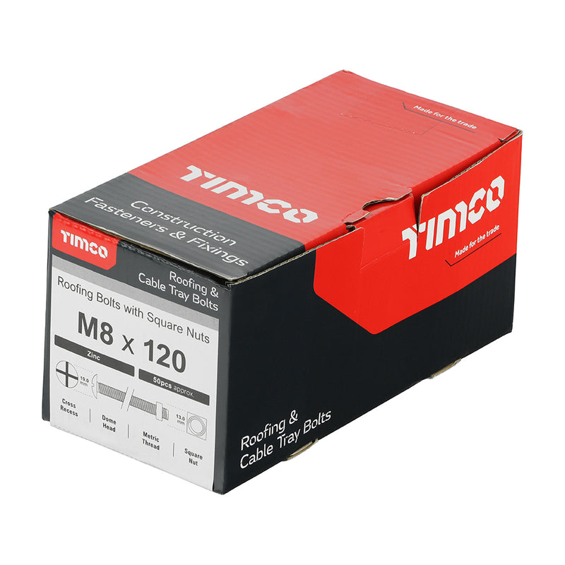 TIMco Roofing Bolts & Square Nuts Silver - M8 x 120