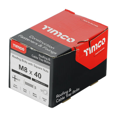 TIMco Roofing Bolts & Square Nuts Silver - M8 x 50