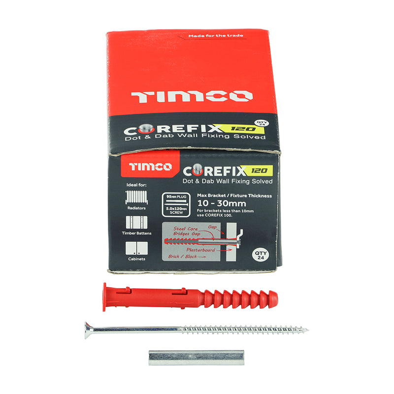 TIMco Corefix 120 Dot & Dab Wall Fixing - 5.0 x 120 - 24 Pieces