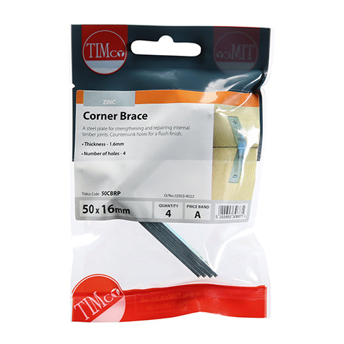 TIMCO Corner Braces Silver - 50 x 50 x 16 - Pack Quantity - 50