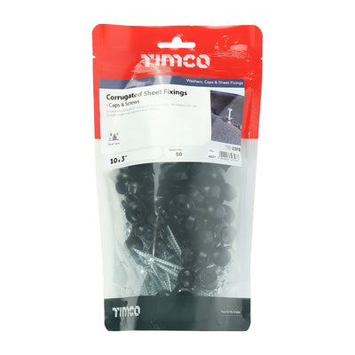 TIMco Corrugated Sheet Fixings Black - 10 x 3 - 50 Pieces