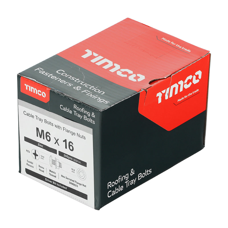 TIMco Cable Tray Bolts & Flange Nuts Silver - M6 x 16