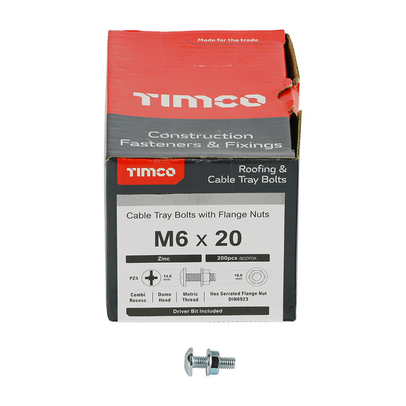 TIMco Cable Tray Bolts & Flange Nuts Silver - M6 x 20