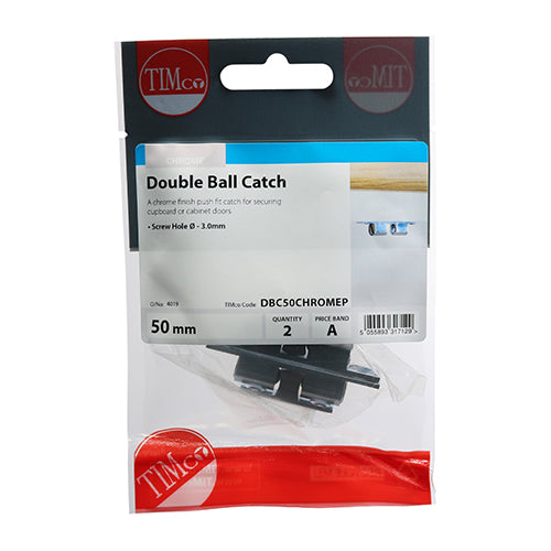 TIMCO Double Ball Catches Chrome - 50mm