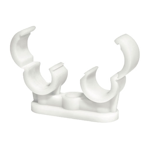 Quick Lock Double Pipe Clips White  - 22mm