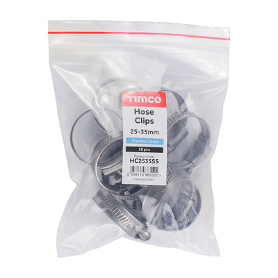 TIMco Hose Clips A2 Stainless Steel - 25-35mm