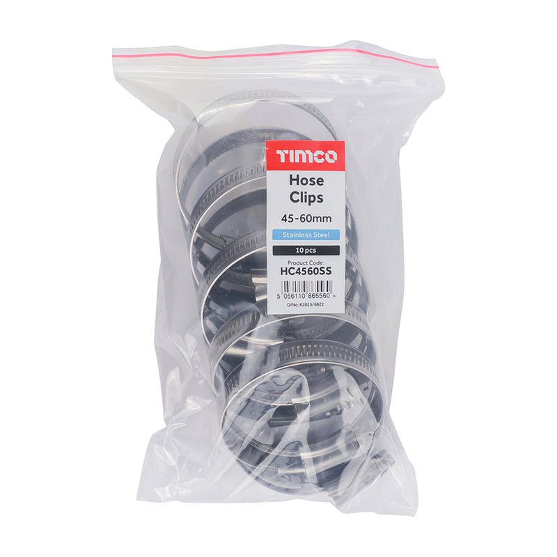 TIMco Hose Clips A2 Stainless Steel - 45-60mm