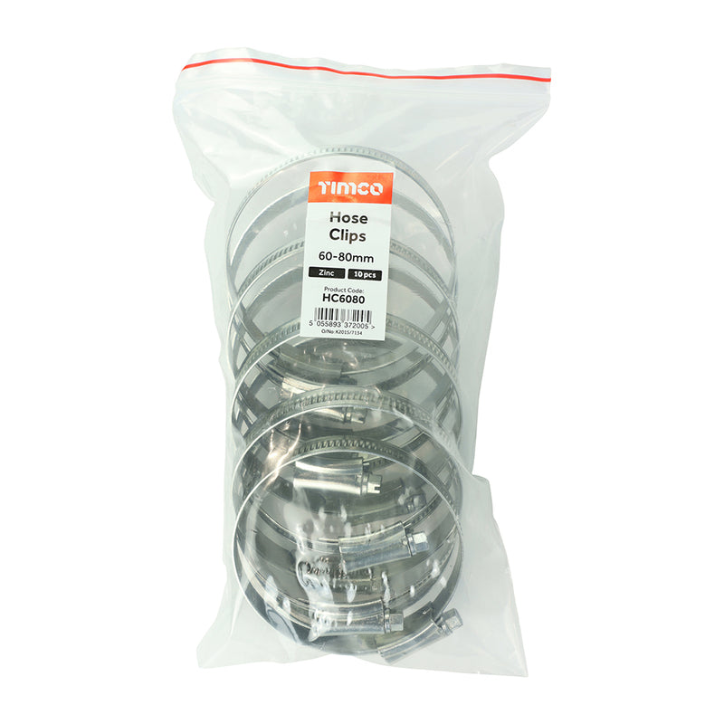 TIMco Hose Clips Silver - 60-80mm