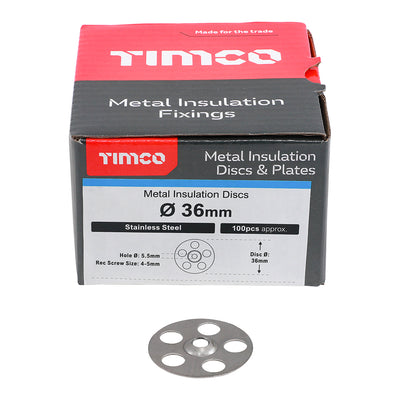 TIMco Metal Insulation Disc A2 Stainless Steel - 36mm