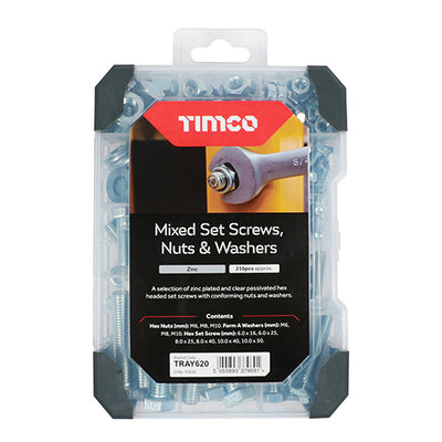 TIMco Set Screws Nuts Washers Zinc Mixed Tray
 - 199pcs - 1 Each