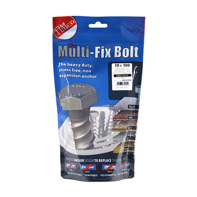 TIMco Multi-Fix Bolts Hex Head Exterior Silver - 10.0 x 100 - 12 Pieces