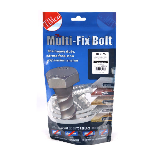 TIMco Multi-Fix Bolts Hex Head Exterior Silver - 10.0 x 75 - 14 Pieces