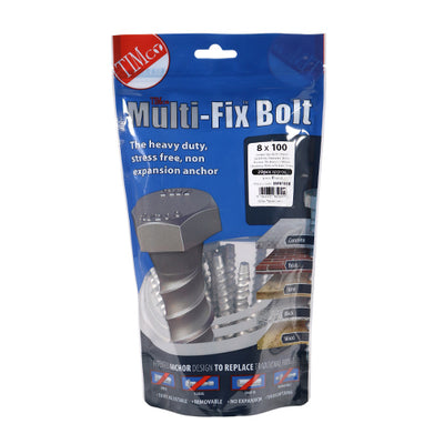 TIMco Multi-Fix Bolts Hex Head Exterior Silver - 8.0 x 100 - 20 Pieces