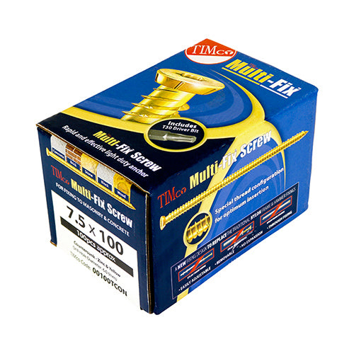 Concrete Screws Flat Countersunk Silver - 7.5 x 150 Timco 00150TCONZ