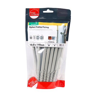 TIMco Nylon Frame Fixings - 10.0 x 140 - 20 Pieces