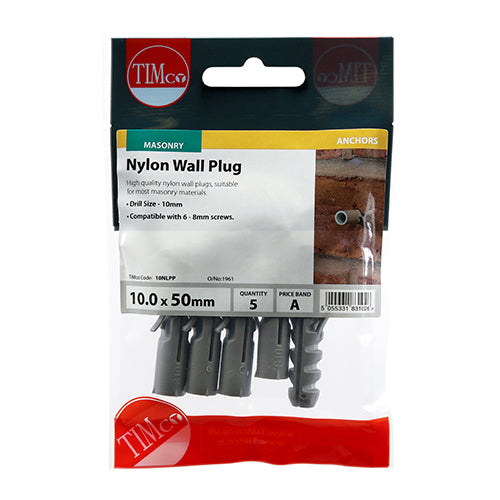 TIMco Nylon Plugs - 10.0 x 50