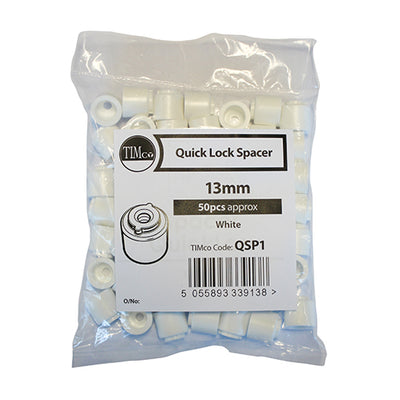 Quick Lock Pipe Clip Spacers White  - 13mm