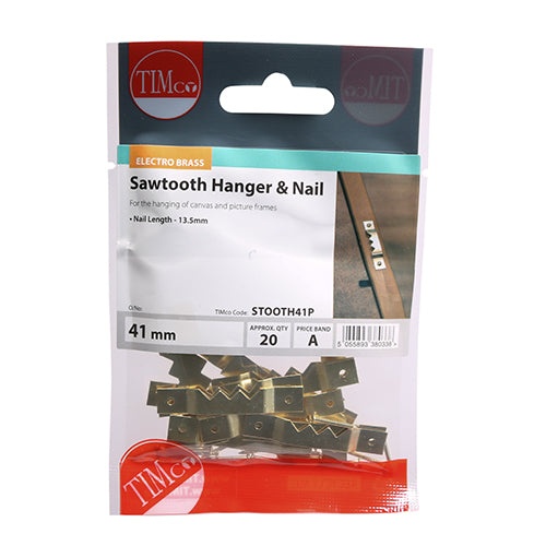TIMCO Sawtooth Hangers and Nails Electro Brass - 41mm
