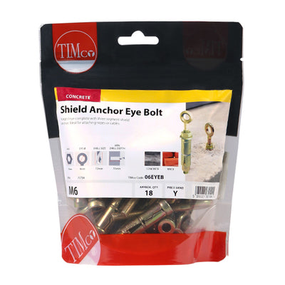 TIMco Forged Eyes With Sheil Anchors Gold - M6 - 18 Pieces