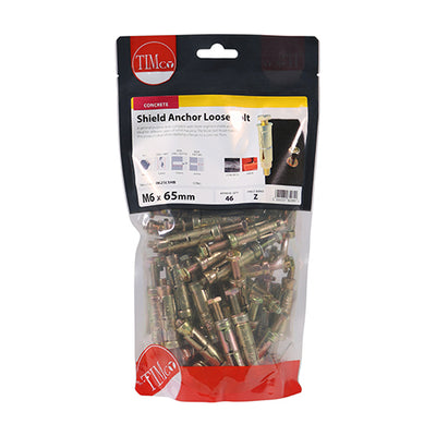 TIMco Shield Anchors Loose Bolt Gold - M6:25L (M6 x 65) - 46 Pieces