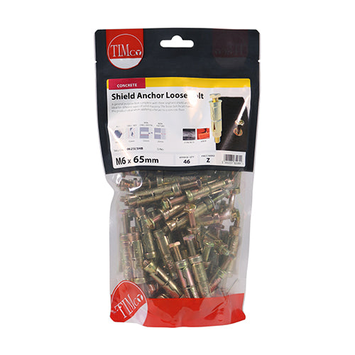 TIMco Shield Anchors Loose Bolt Gold - M6:25L (M6 x 65) - 46 Pieces