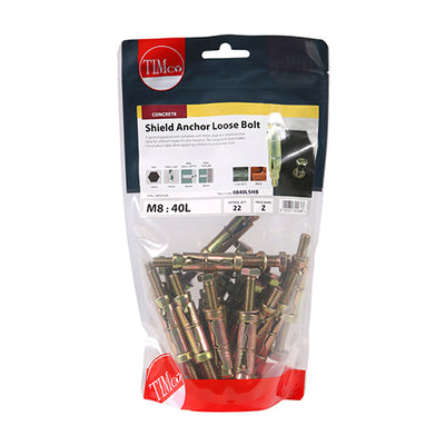 TIMco Shield Anchors Loose Bolt Gold - M8:40L (M8 x 90) - 22 Pieces
