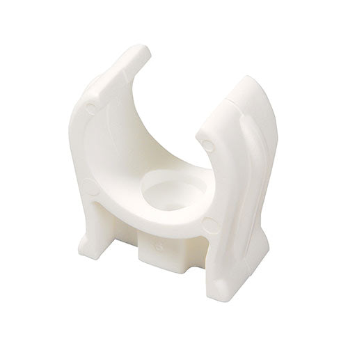 Single Snap-In Open Pipe Clips White  - 28mm