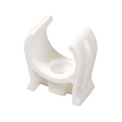 Single Snap-In Open Pipe Clips White  - 15mm