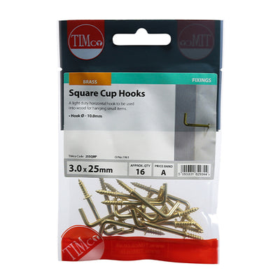 TIMCO Cup Hooks Square Electro Brass - 38mm