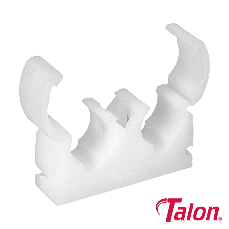 Talon Double Hinged Pipe Clips White - 15mm