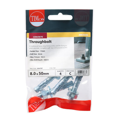TIMco Throughbolts Silver - M8 x 50