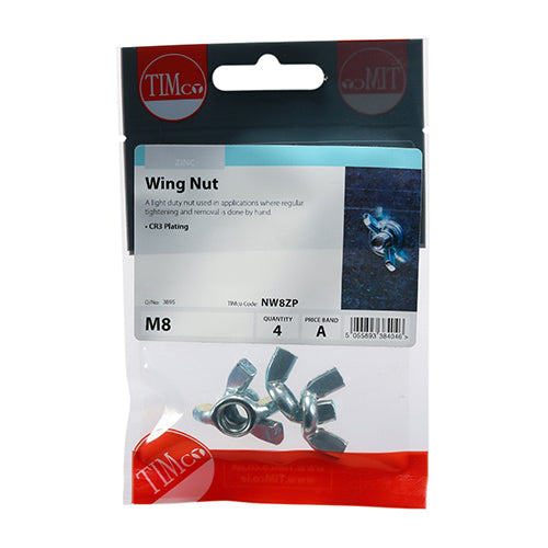 TIMco Wing Nuts Silver - M8
