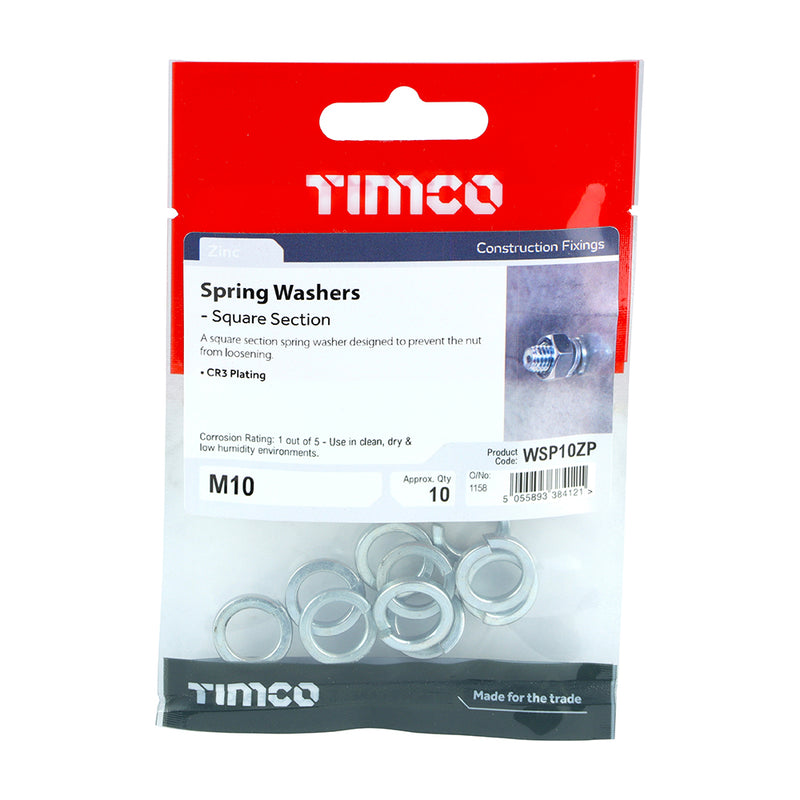 TIMco Spring Washers DIM7980 Silver - M10