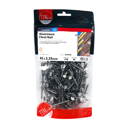 TIMCO Clout Nails Aluminium - 45 x 3.35 - Pack Quantity - 0.25 Kg