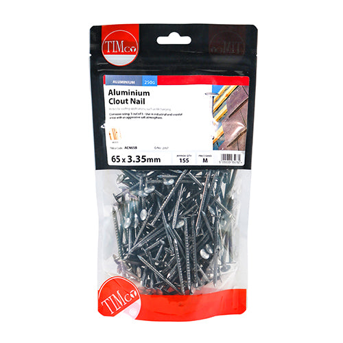 TIMCO Clout Nails Aluminium - 65 x 3.35 - Pack Quantity - 0.25 Kg